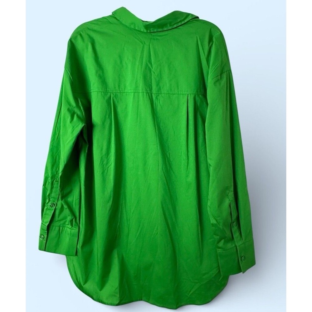 NWT Marled Reunited Button Blouse Green Cotton/Poly/Spandex Medium - Picture 2 of 6